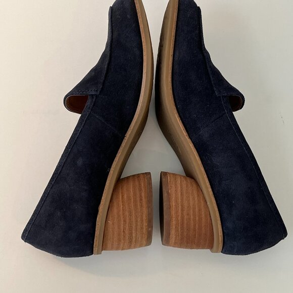 Sofft Napoli Navy Suede Leather Stacked Heels Slip on Loafers ~ Women's Size 8M - Picture 8 of 13